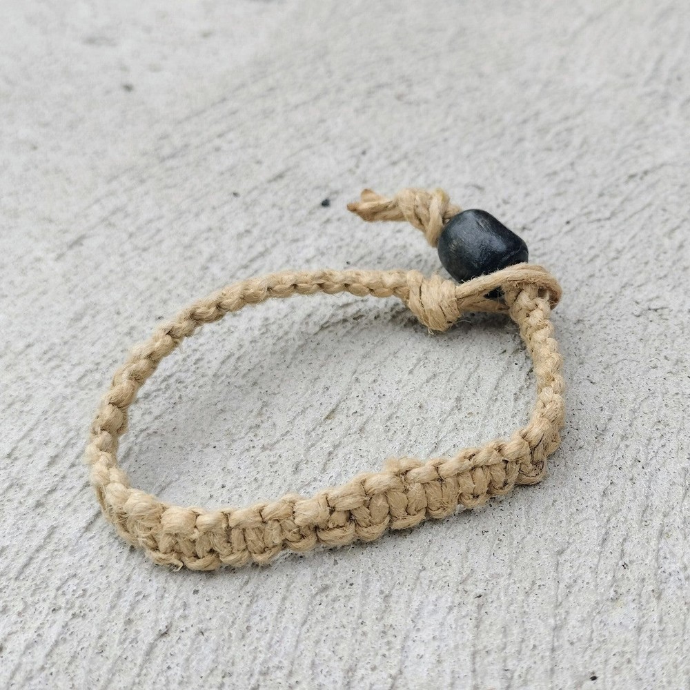 Handmade Macrame Beaded Natural Hemp Bracelet